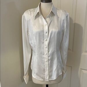 Richard Tyler cream.  Silk Button Down Shirt rare